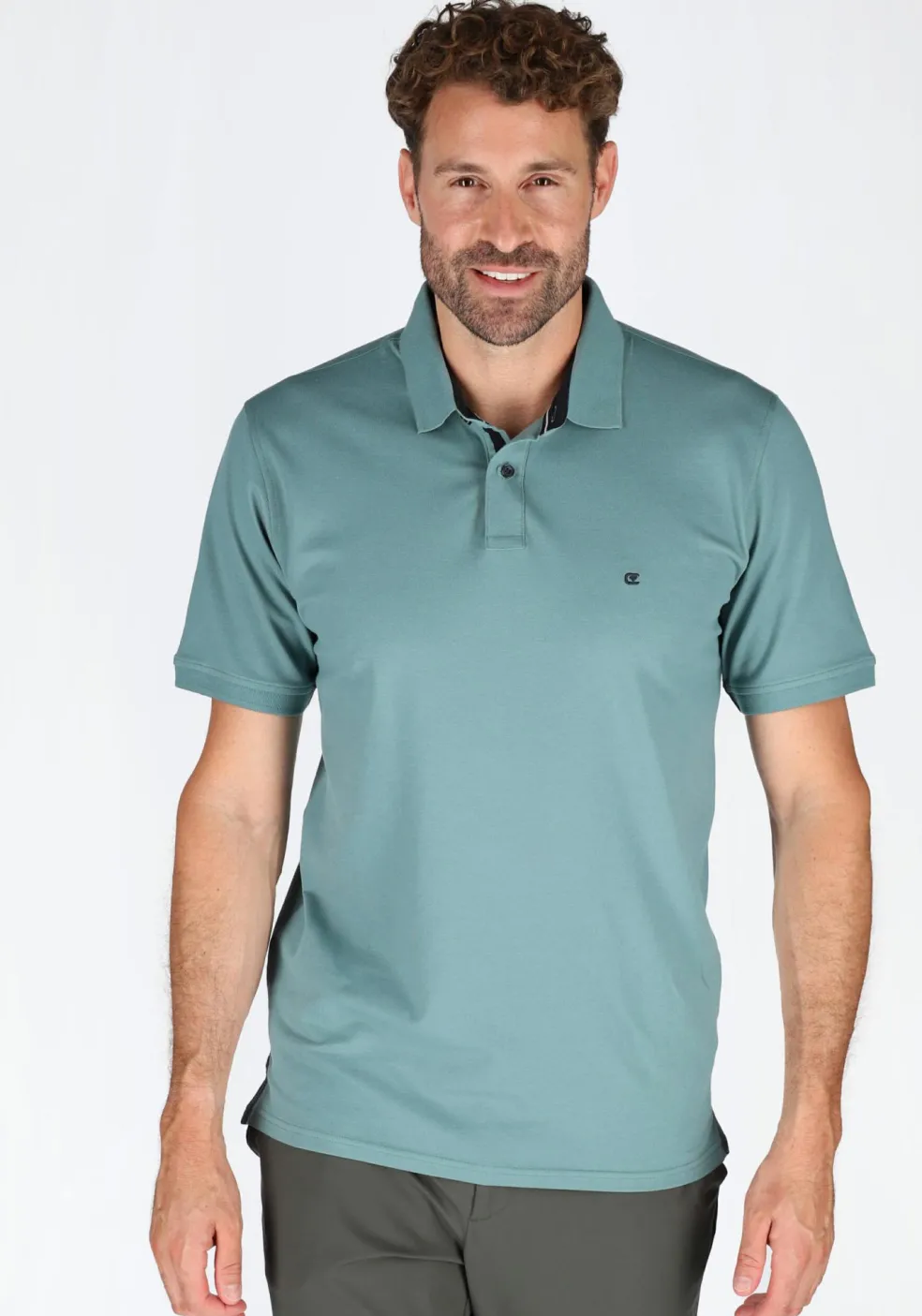 CASA MODA comfort fit heren polo, donker saliegroen