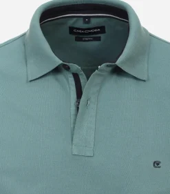 CASA MODA comfort fit heren polo, donker saliegroen
