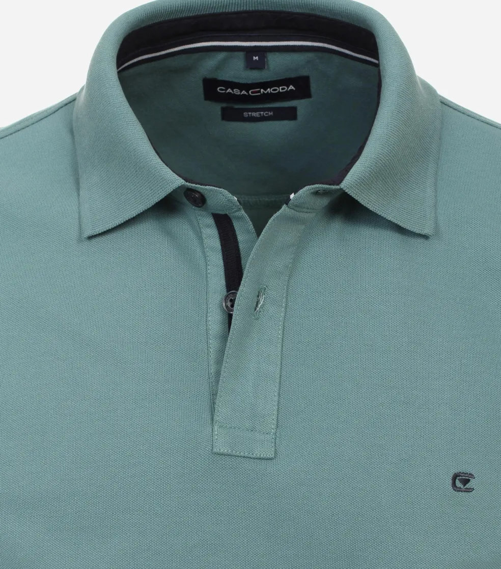 CASA MODA comfort fit heren polo, donker saliegroen