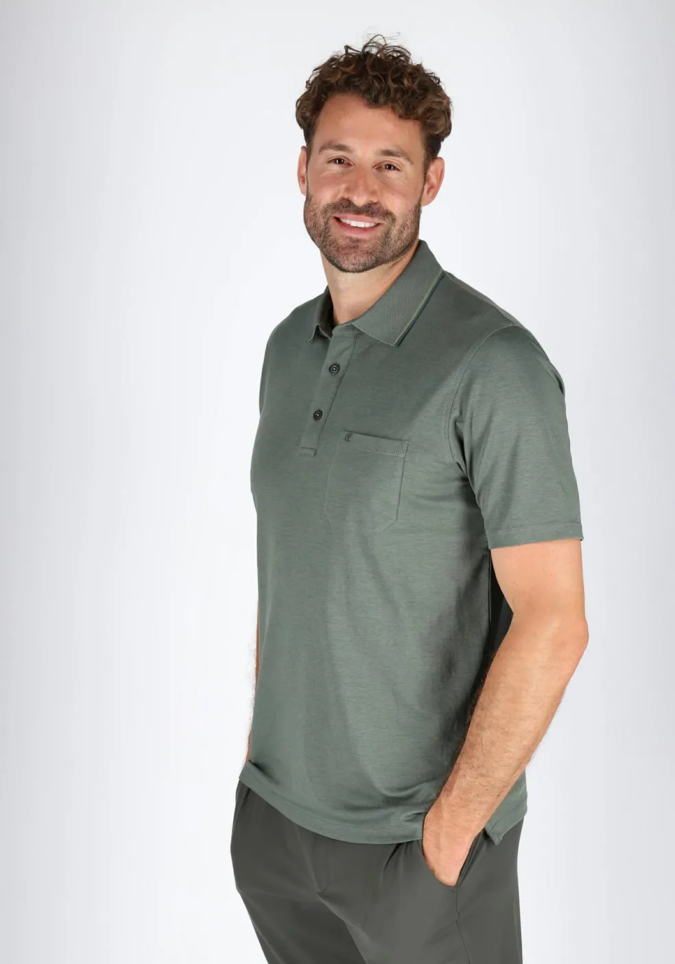 CASA MODA comfort fit heren polo, groen
