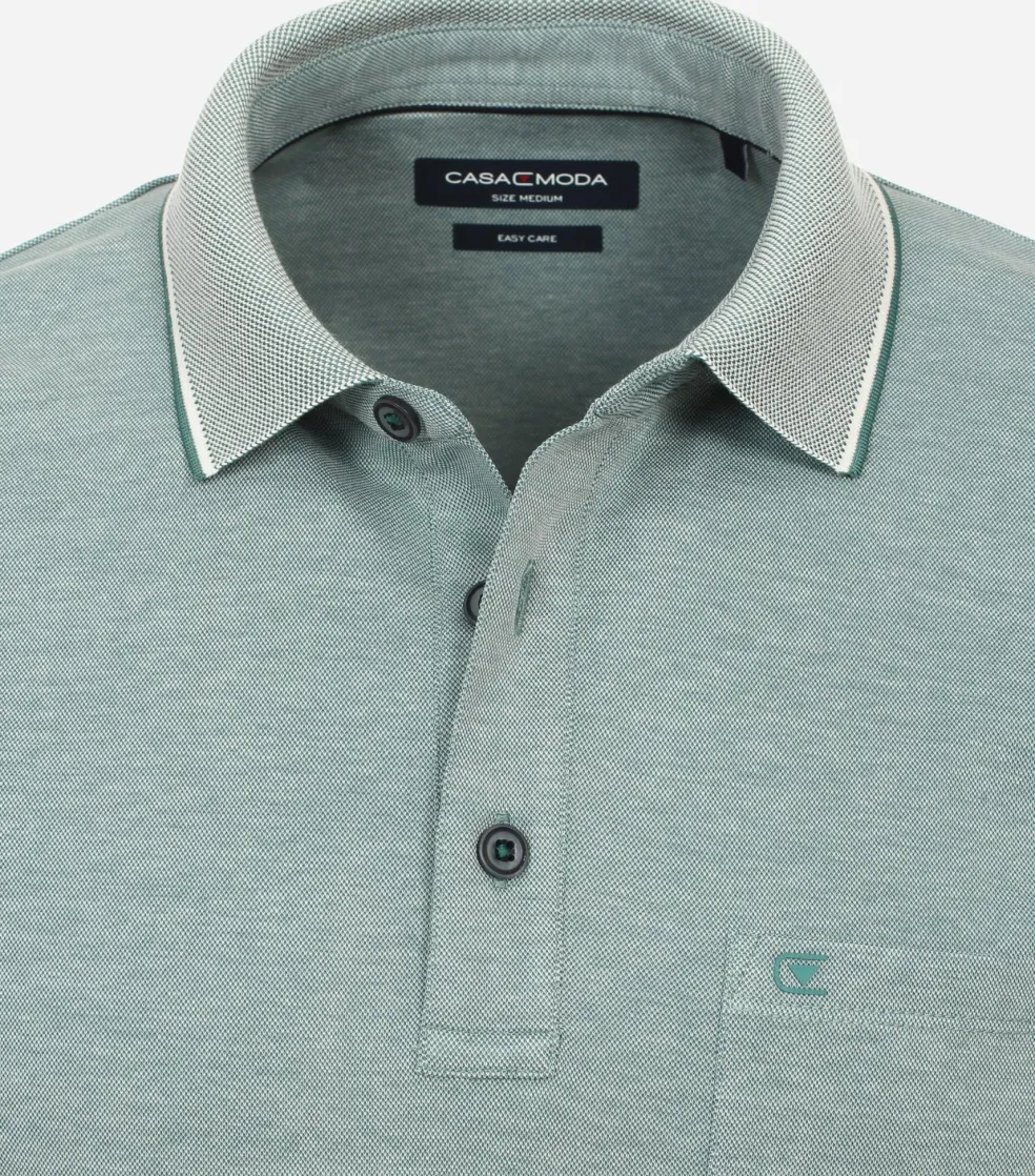 CASA MODA comfort fit heren polo, groen melange