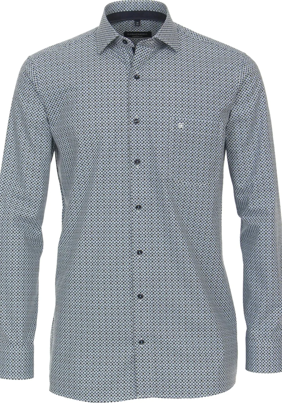 CASA MODA comfort fit overhemd, popeline, blauw met wit dessin