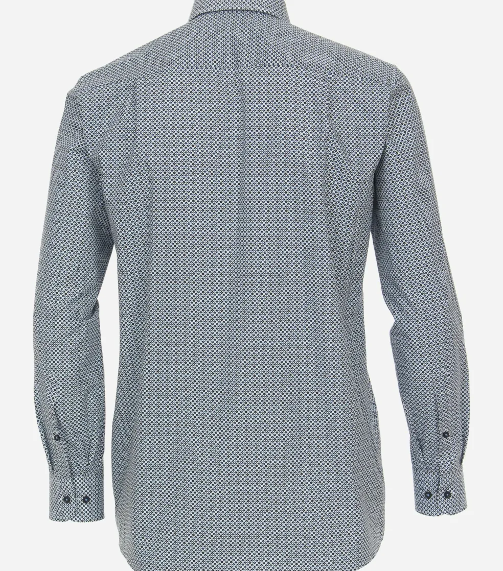 CASA MODA comfort fit overhemd, popeline, blauw met wit dessin