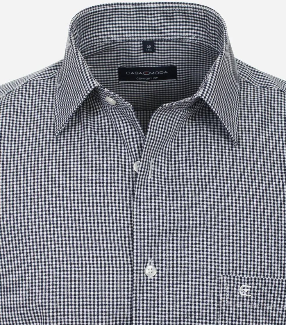 CASA MODA comfort fit overhemd, twill, blauw met wit geruit