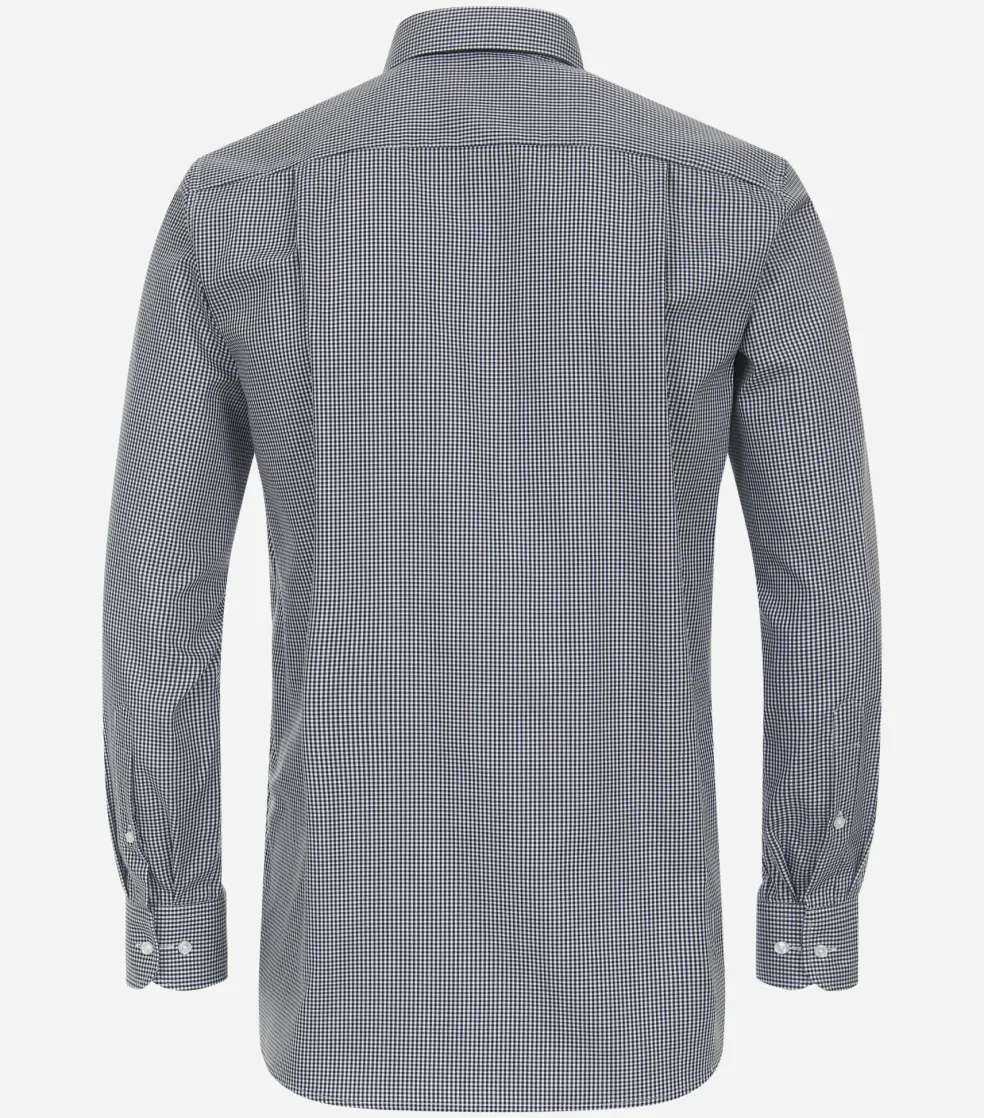 CASA MODA comfort fit overhemd, twill, blauw met wit geruit