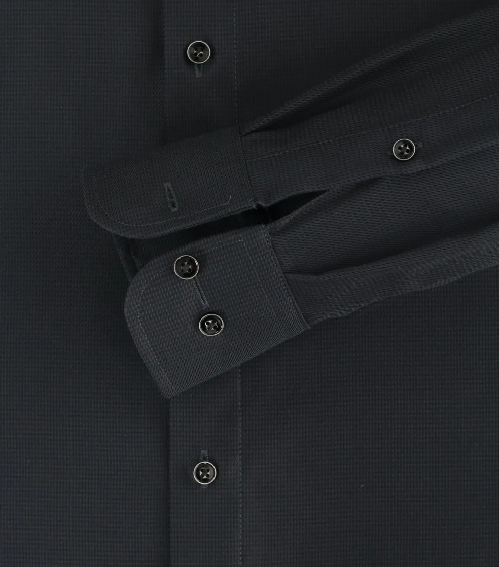 CASA MODA comfort fit overhemd, structuur, zwart