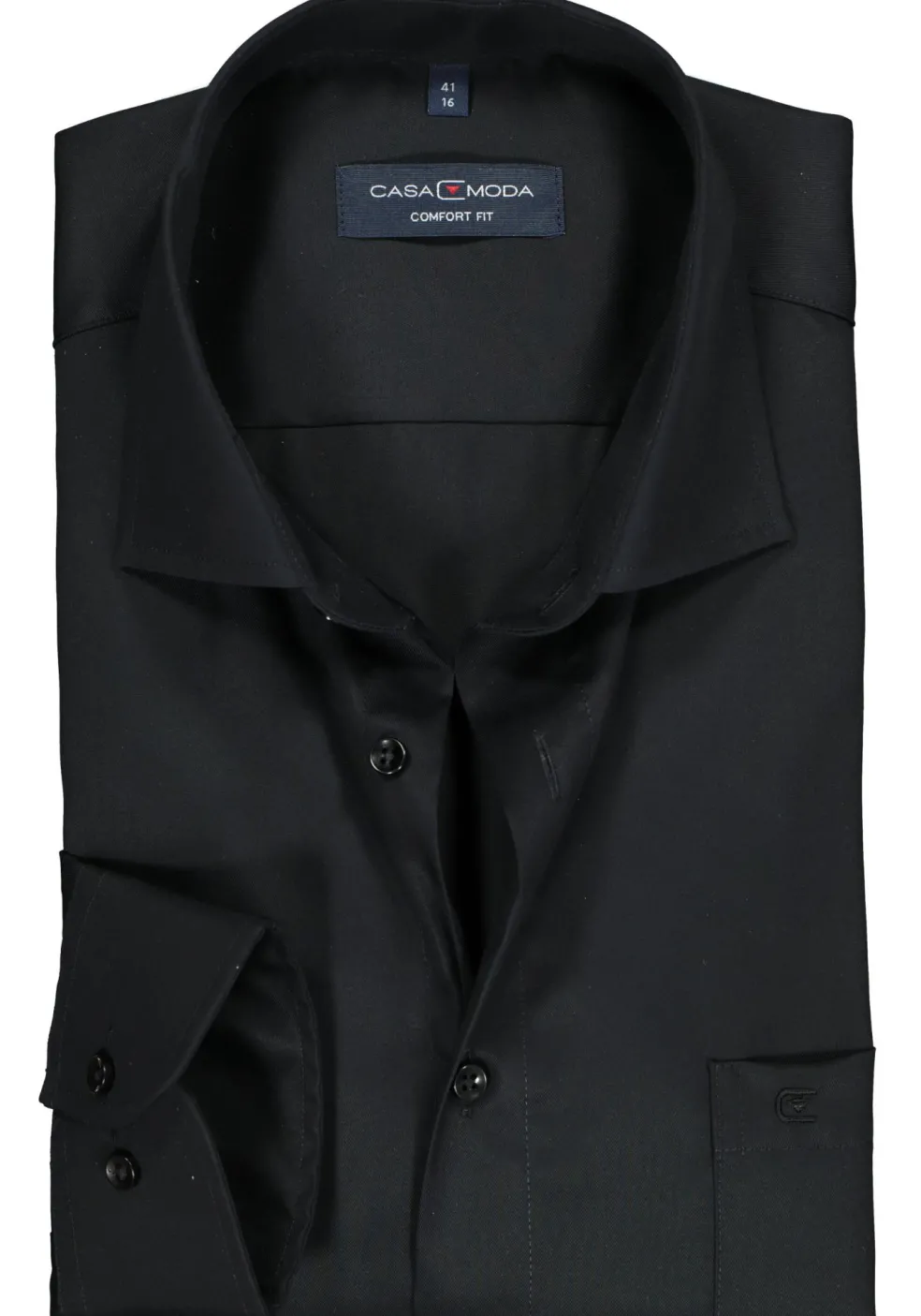 CASA MODA comfort fit overhemd, zwart twill