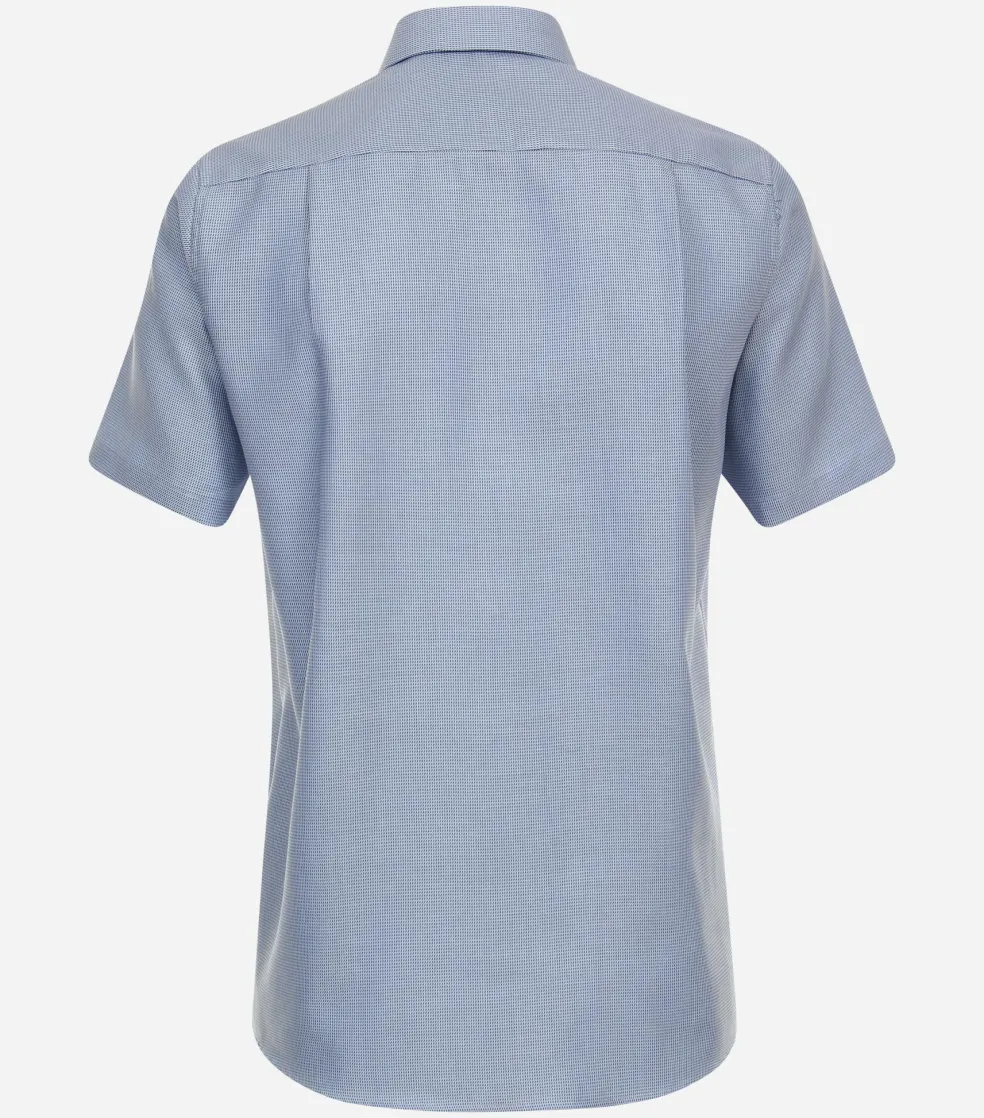 CASA MODA comfort fit overhemd, korte mouw, dobby, blauw