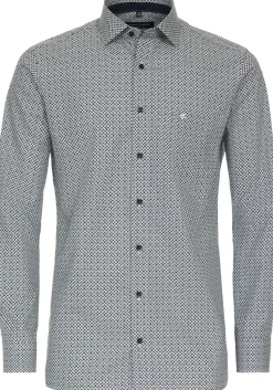 CASA MODA comfort fit overhemd, popeline, groen dessin