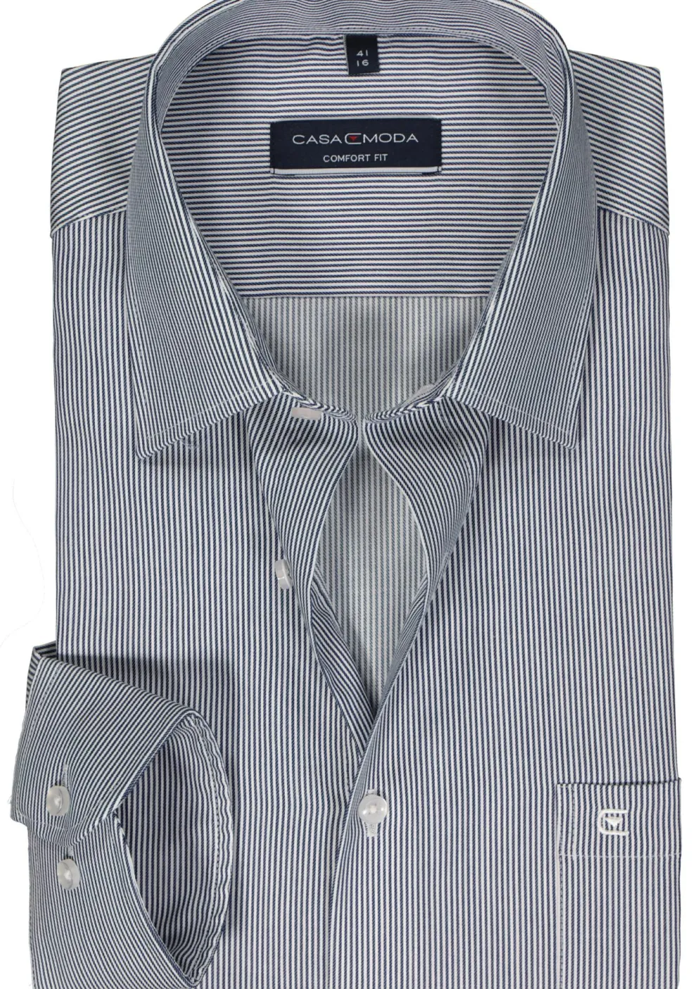 CASA MODA comfort fit overhemd, twill, blauw gestreept