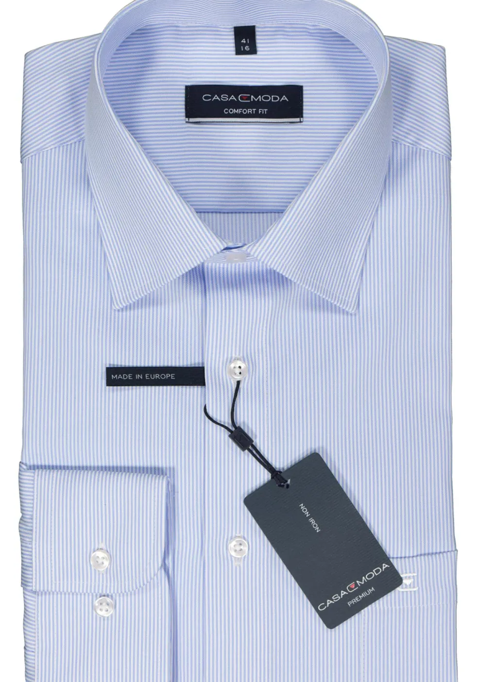 CASA MODA comfort fit overhemd, twill, blauw gestreept