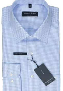 CASA MODA comfort fit overhemd, twill, lichtblauw met wit geruit