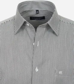 CASA MODA comfort fit overhemd, twill, zwart gestreept