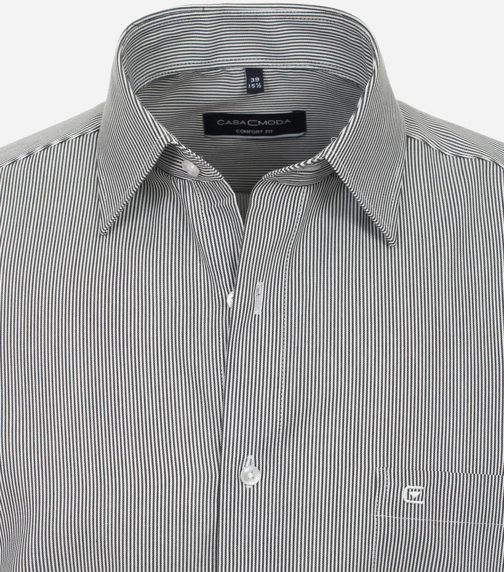 CASA MODA comfort fit overhemd, twill, zwart gestreept