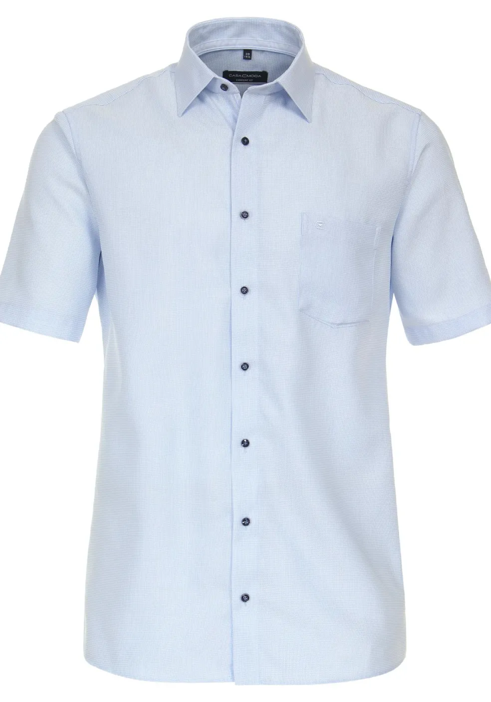 CASA MODA comfort fit overhemd, korte mouw, dobby, blauw