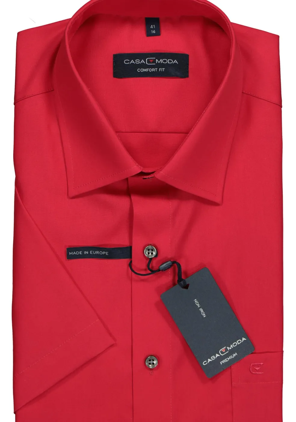 CASA MODA comfort fit overhemd, korte mouw, rood