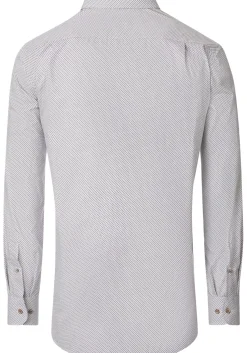CASA MODA comfort fit overhemd, popeline, wit met zwart en beige dessin