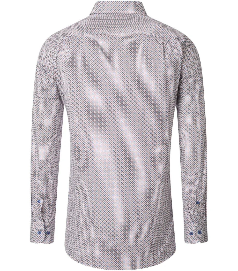 CASA MODA comfort fit overhemd, popeline, rood, wit en blauw dessin