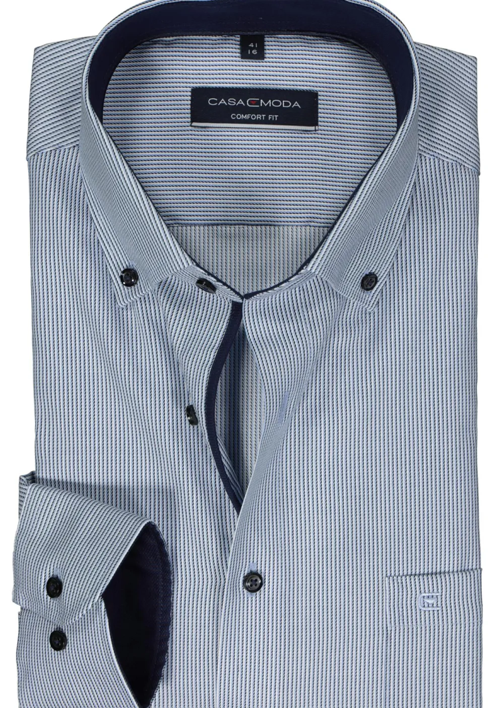 CASA MODA comfort fit overhemd, dobby, blauw gestreept