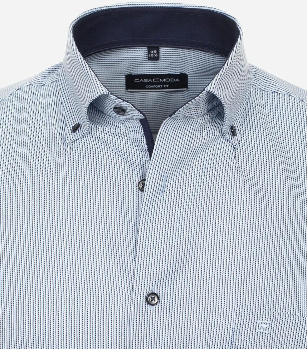 CASA MODA comfort fit overhemd, dobby, blauw gestreept