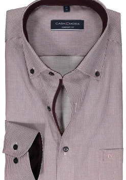 CASA MODA comfort fit overhemd, dobby, rood gestreept