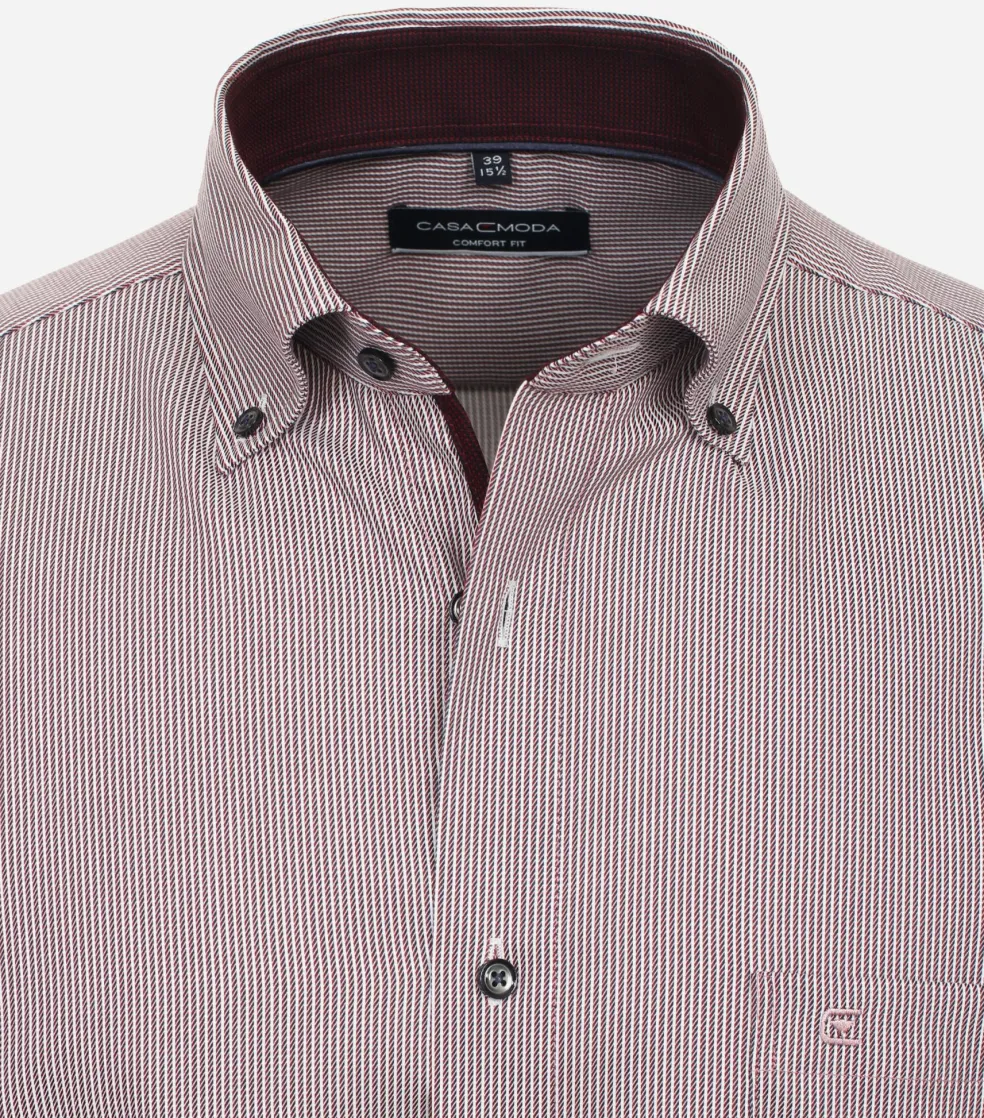 CASA MODA comfort fit overhemd, dobby, rood gestreept