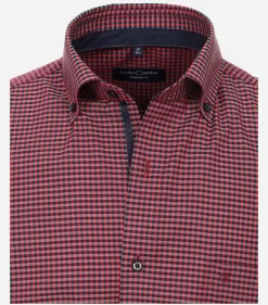 CASA MODA comfort fit overhemd, korte mouw, popeline, rood geruit