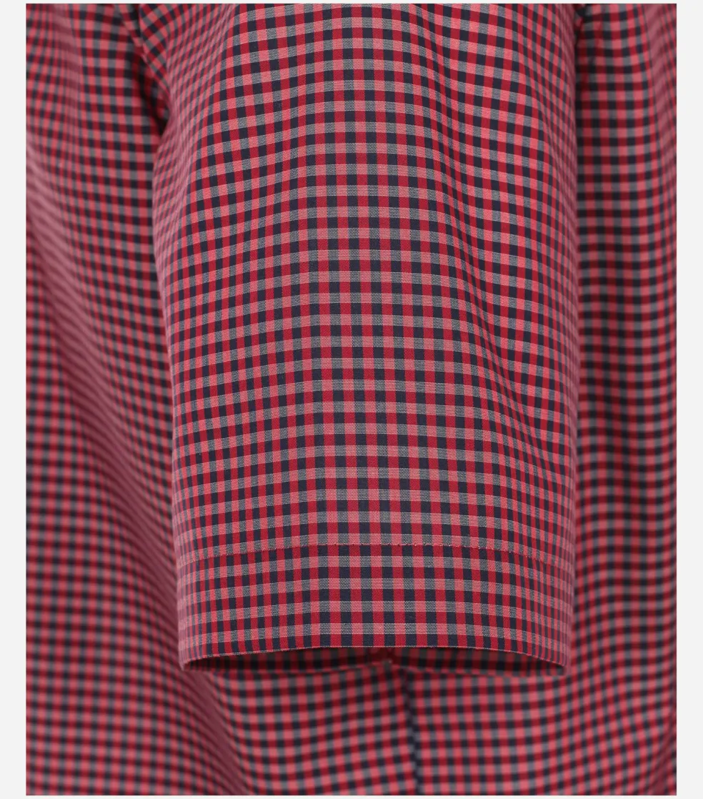 CASA MODA comfort fit overhemd, korte mouw, popeline, rood geruit