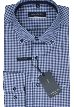 CASA MODA comfort fit overhemd, popeline, blauw geruit