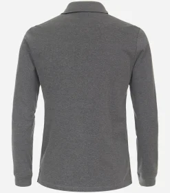 CASA MODA comfort fit polo lange mouw, blauw melange