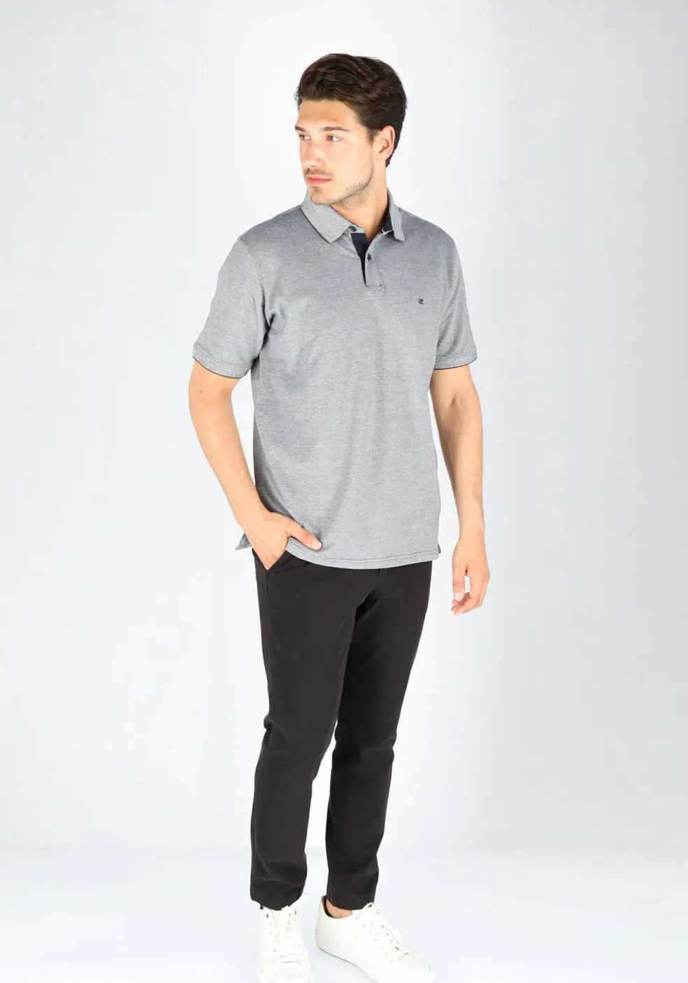 CASA MODA comfort fit poloshirt, stretch, blauw melange