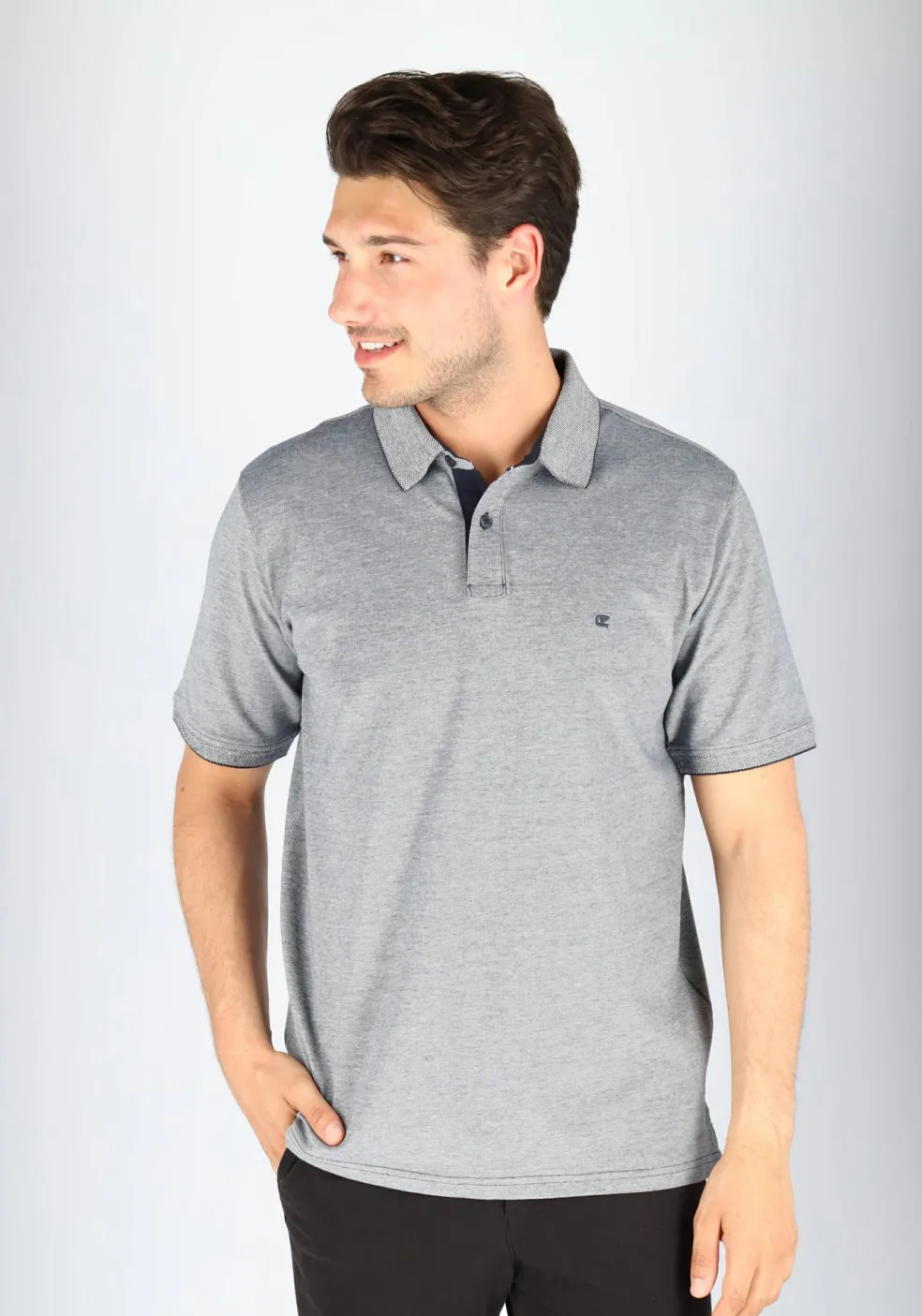 CASA MODA comfort fit poloshirt, stretch, blauw melange