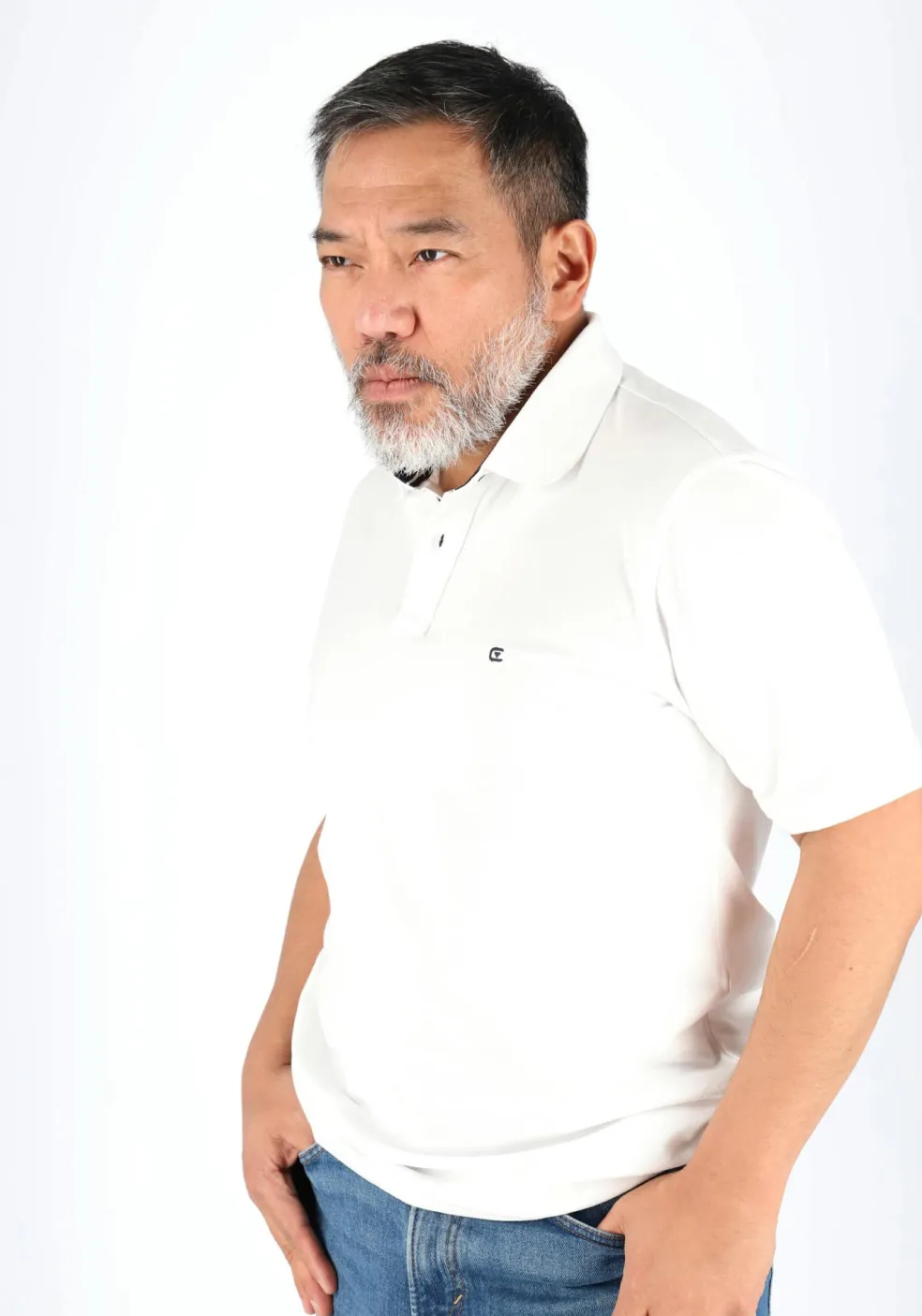 CASA MODA comfort fit poloshirt, stretch, wit