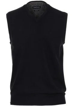 CASA MODA heren spencer katoen, V-hals, donkerblauw