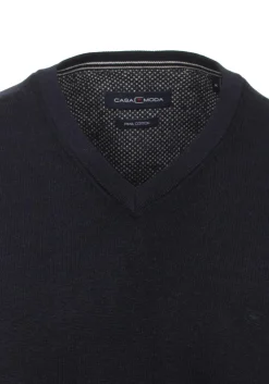 CASA MODA heren spencer katoen, V-hals, donkerblauw