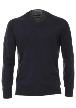 CASA MODA heren trui katoen, V-hals, marine blauw