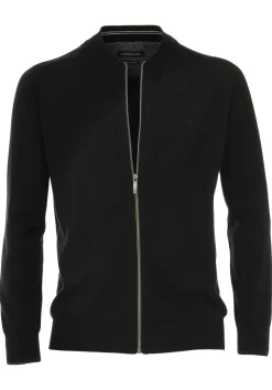 CASA MODA heren vest katoen, met rits, zwart
