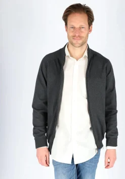 CASA MODA heren vest katoen, met rits, antraciet