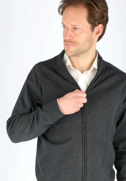 CASA MODA heren vest katoen, met rits, antraciet