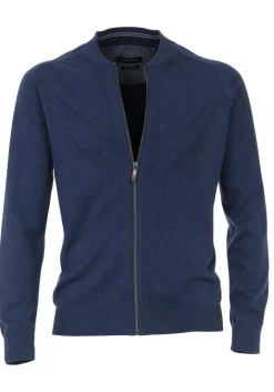 CASA MODA heren vest katoen, met rits, jeans blauw