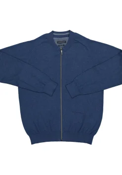 CASA MODA heren vest katoen, met rits, jeans blauw