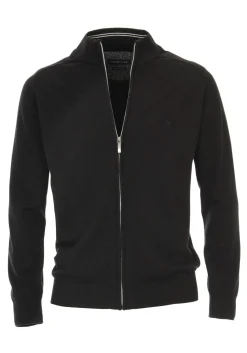 CASA MODA heren vest katoen, met rits, zwart
