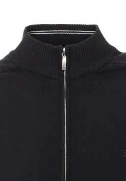 CASA MODA heren vest katoen, met rits, zwart