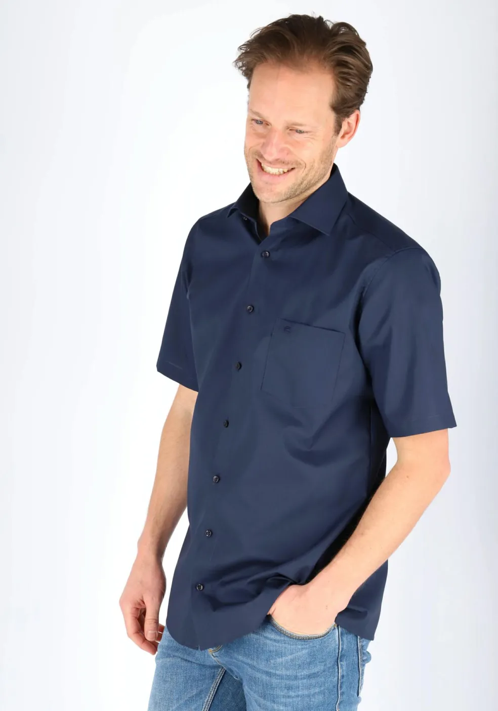 CASA MODA modern fit overhemd, korte mouw, donkerblauw