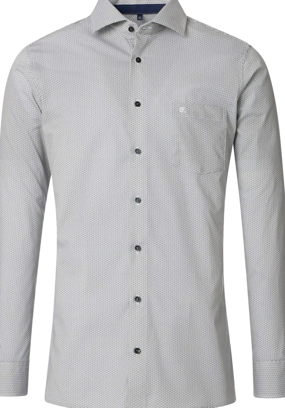CASA MODA modern fit overhemd, popeline, groen met blauw en wit dessin
