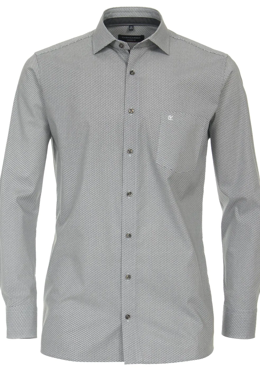 CASA MODA modern fit overhemd, popeline, zwart met wit dessin