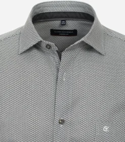 CASA MODA modern fit overhemd, popeline, zwart met wit dessin