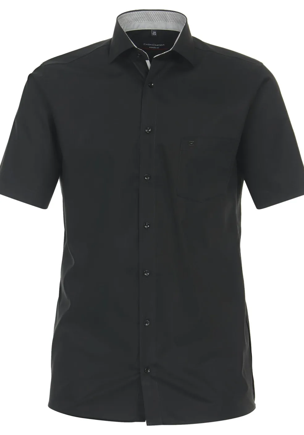 CASA MODA modern fit overhemd, korte mouw, popeline, zwart