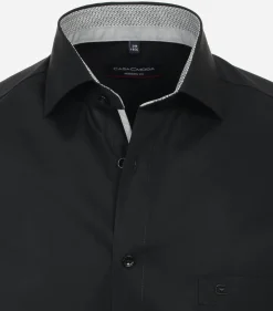 CASA MODA modern fit overhemd, korte mouw, popeline, zwart