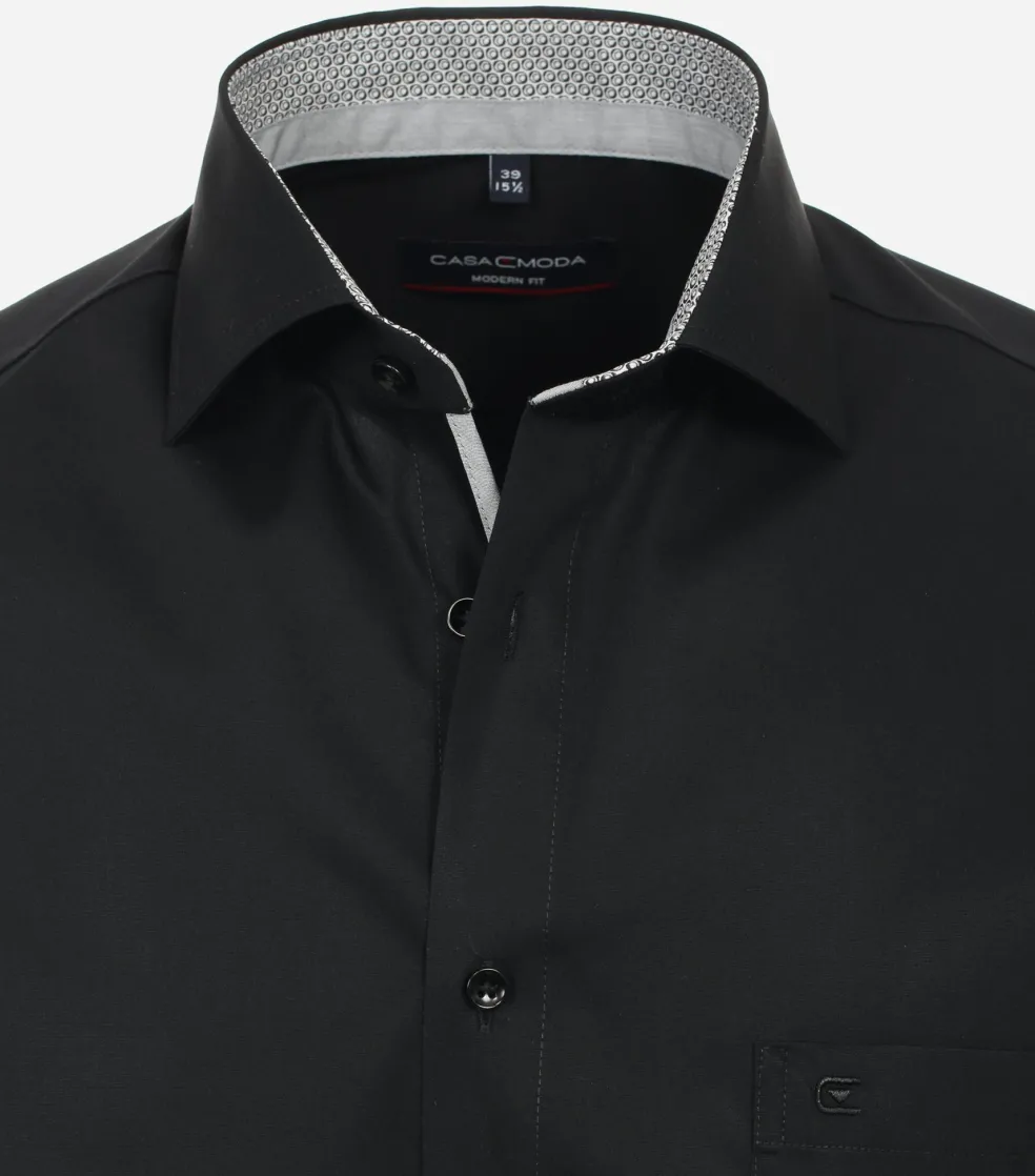 CASA MODA modern fit overhemd, korte mouw, popeline, zwart